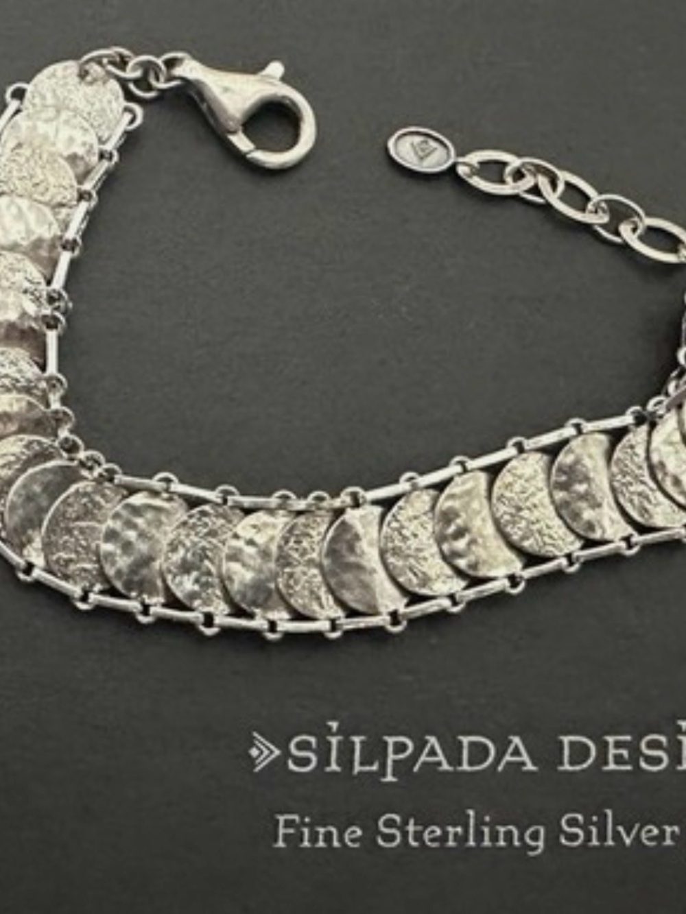 Vintage Silpada Sterling Silver "Simply Sequin" Disc Link Bracelet B2829 - Picture 2 of 3